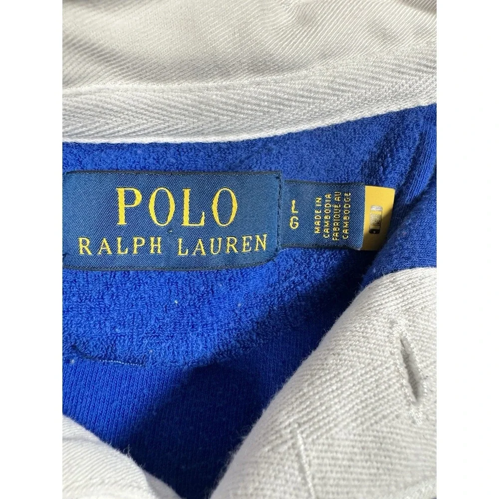Polo Ralph Lauren Rugby Shirt Mens L Terry Cloth Rainbow Striped Pony Logo